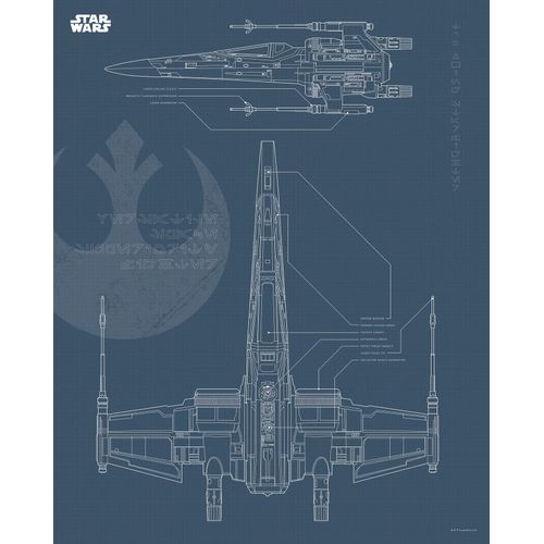 4055065165146 - Bild KOMAR Star Wars Blueprint X-Wing schwarz-weiß (farbe bild(er) schwarz weiß) B40cm H50cm Papier Holz Bilder Wandbild zur Dekoration im Kinderzimmer - ohne Rahmen