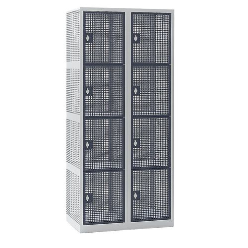 4061753010049 - eurokraft pro AMSTERDAM Lochblechspind Breite 800 mm Abteil 400 mm 8 Fächer für Vorhängeschloss Türen basaltgrau