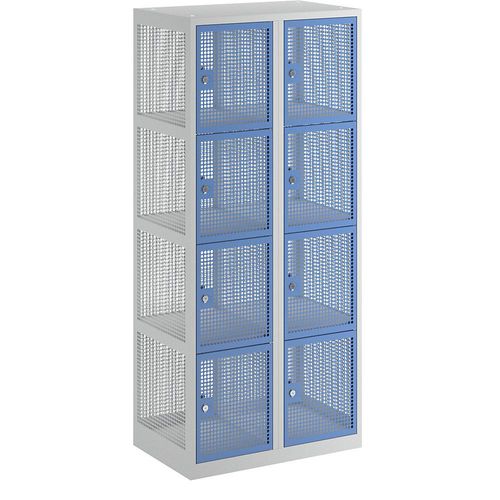 4061753010032 - eurokraft pro AMSTERDAM Lochblechspind Breite 800 mm Abteil 400 mm 8 Fächer für Vorhängeschloss Türen lichtblau