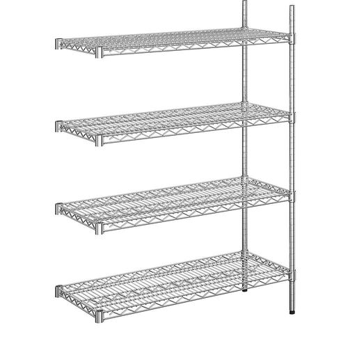 4260285071201 - Stahldraht-Gitterregal verchromt Fachlast 250 kg BxT 910 x 460 mm Anbauregal Höhe 1370 mm 4 Fachböden kaiserkraft