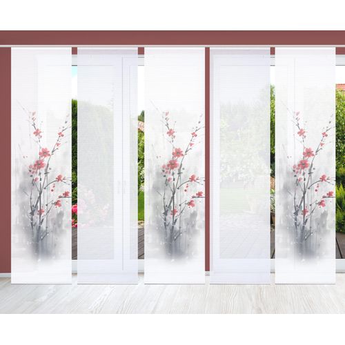 4056751515542 - Schiebegardine HOME IN GREEN BELMIRA Gr 1 rot B60cm H245cm Polyester Gardinen SET DIGITALDRUCKBAMBUSOPTIK RECYCELT