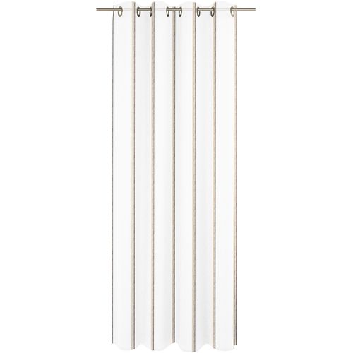 4004567348021 - Gardine WIRTH Chloé braun (braun weiß) Gardinen 245cm Ösen 700cm Polyester Fertigstore mit Ösen (Ø 4 cm) nach Maß B700cm H245cm