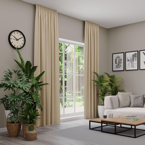 4006470551482 - Vorhang nach Maß NEUTEX FOR YOU VELVETDREAM beige (leinen) B137cm H130cm Jacquard Obermaterial 100% Polyester Gardinen nach Maß Uni Blackout mit samtiger Oberfläche