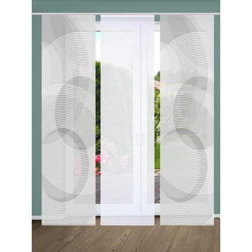 4056751515269 - Schiebegardine HOME IN GREEN AFONSO Gr 1 grau B60cm H245cm Polyester Gardinen SET DIGITALDRUCKBAMBUSOPTIK RECYCELT