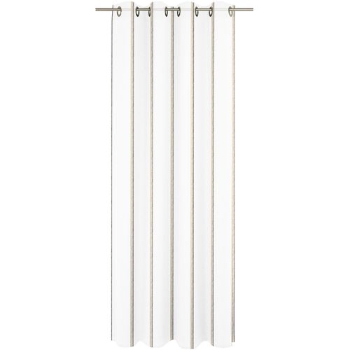 4004567348120 - Gardine WIRTH Chloé braun (braun weiß) Gardinen 260cm Ösen 350cm Polyester Fertigstore mit Ösen (Ø 4 cm) nach Maß B350cm H260cm