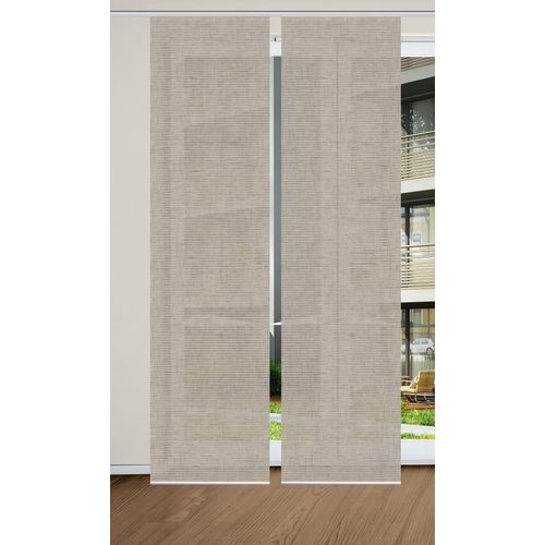 4056751444293 - Schiebegardine HOME IN GREEN ESTRA Gr 1 grau (taupe) B60cm H245cm Polyester Gardinen SET DIGITALDRUCKBAMBUSOPTIK RECYCELT