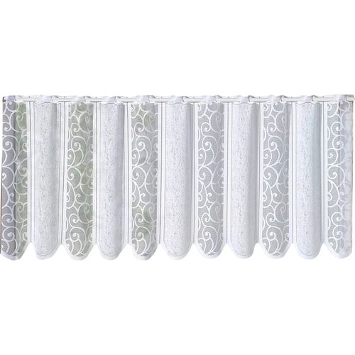 4005385488272 - Scheibengardine WECKBRODT Prag weiß B400cm H30cm Jacquard Polyester Gardinen Bistro Jacquard strukturiert gebogt nach Maß Gardine Store