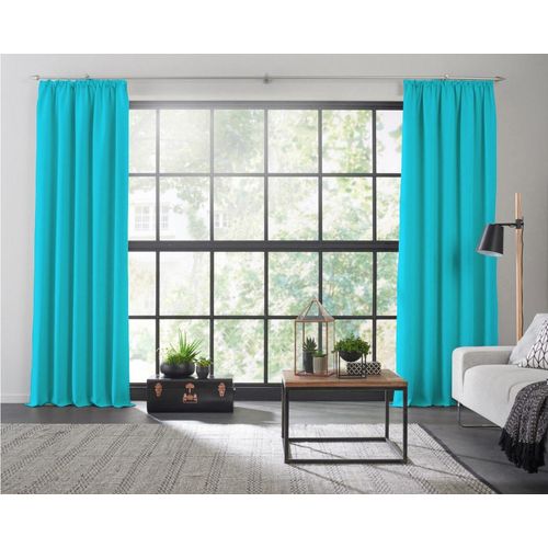 4004567419684 - Vorhang WIRTH Dim out Gardinen Gr 385 cm Kräuselband 142 cm blau (türkis) Kräuselband nach Maß