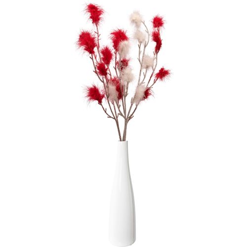 4064118351894 - Tischvase CREATIV HOME Vase mit Federzweigen weiß (weiß rot) H27cm Ø75cm Vasen für die moderne Einrichtung 4064118351894 - Tischvase CREATIV HOME Vase mit Federzweigen weiß (weiß rot) H27cm Ø75cm Vasen für die moderne Einrichtung
