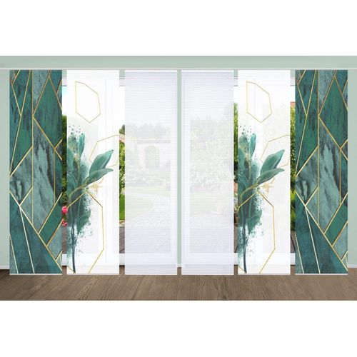 4056751444064 - Schiebegardine HOME IN GREEN SIGNUM Gr 1 grün B60cm H245cm Polyester Gardinen SET DIGITALDRUCKBAMBUSOPTIK RECYCELT