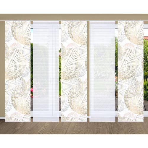 4056751438001 - Schiebegardine HOME IN GREEN SPIRO Gr 1 gold (goldfarben) B60cm H245cm Polyester Gardinen SET DIGITALDRUCKBAMBUSOPTIK RECYCELT