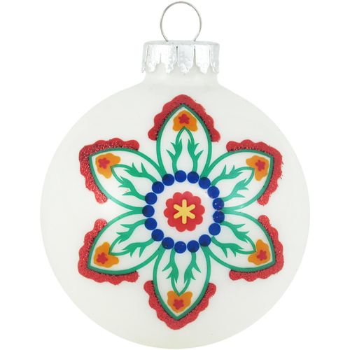 0024762505108 - Weihnachtsbaumkugel KREBS GLAS LAUSCHA CBK50510 Weihnachtsdeko Christbaumschmuck Christbaumkugeln Glas bunt (weiß bunt) Ø67cm Glas Weihnachtsbaumkugeln mit Blumendekor