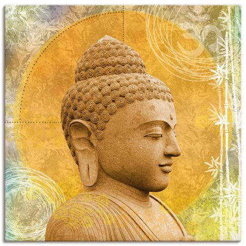 4062144168318 - Wandbild ARTLAND Buddha II Bilder Gr B H 70 cm x 70 cm Leinwandbild Spa quadratisch 1 St goldfarben Bild Poster Bilder als Alubild Leinwandbild Wandaufkleber oder in versch Größen