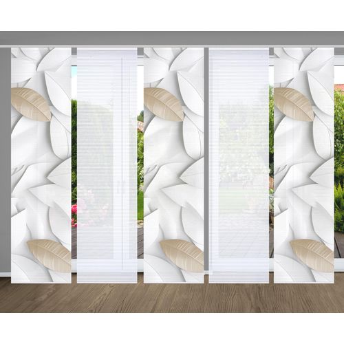 4056751515177 - Schiebegardine HOME IN GREEN LISON Gr 1 beige (naturfarben) B60cm H245cm Polyester Gardinen SET DIGITALDRUCKBAMBUSOPTIK RECYCELT