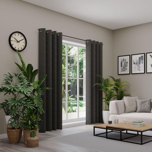 4006470554360 - Vorhang nach Maß NEUTEX FOR YOU VELVETDREAM grau (dunkelgrau) B137cm H290cm Jacquard Obermaterial 100% Polyester Gardinen nach Maß Uni Blackout mit samtiger Oberfläche