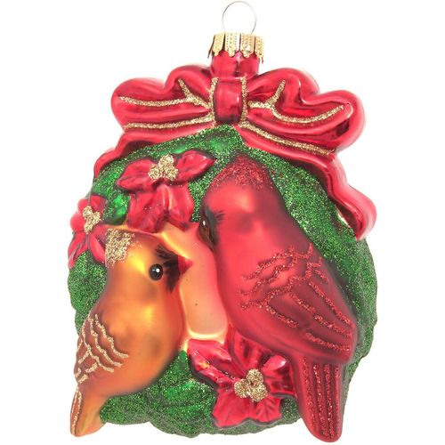 0024762243369 - Christbaumschmuck KREBS GLAS LAUSCHA Kardinalvogelpärchen rot B12cm H8cm T15cm Glas Weihnachtsbaumschmuck Christbaumschmuck aus Glas mundgeblasen handgefertigt Tierfigur