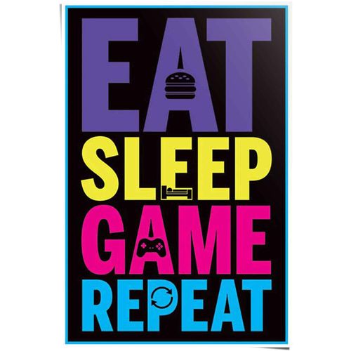 8714597580594 - Poster REINDERS Eat sleep game repeat bunt (farbe bild(er) mehrfarbig) B61cm H915cm Papier Bilder
