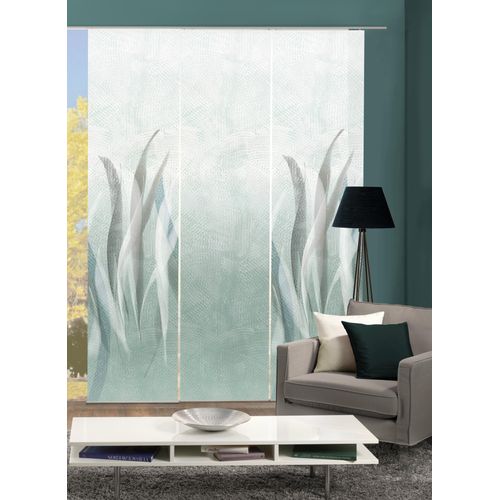 4056751516419 - Schiebegardine HOME WOHNIDEEN SIRALIO Gr 1 grün (mint) B60cm H245cm Polyester Gardinen SCHIEBEVORHANGSETSEIDENOPTIKDIGIDRUCK