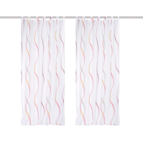 4056751477161 - Vorhang HOME WOHNIDEEN SCHLAUFENSCHAL Gr 1 rot B140cm H245cm Voile Polyester Gardinen 2er Pack Schlaufenschal bedruckt