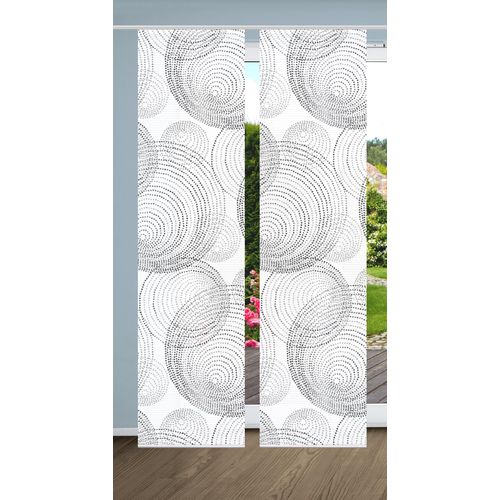 4056751443890 - Schiebegardine HOME IN GREEN SPIRO Gr 1 grau B60cm H245cm Polyester Gardinen SET DIGITALDRUCKBAMBUSOPTIK RECYCELT