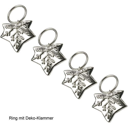 4016318289774 - Gardinenring Blatt Gardinenbefestigungen Gr 4 St grau (chromfarben) Gardinenringe Gardinenbefestigungen für Gardinenstangen Ø 16 mm