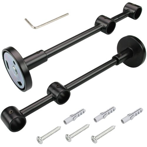 4016318198106 - Doppelträger Gardinenstangenhalterungen Gr Ø 16 cm schwarz Gardinenstangenhalter Gardinenstangenhalterungen für Gardinenstangen Ø 16 mm