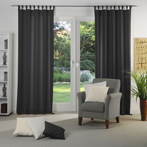 4004567410599 - Vorhang WIRTH Dim out schwarz Gardinen 205cm Schlaufen 142cm Polyester nach Maß B142cm H205cm