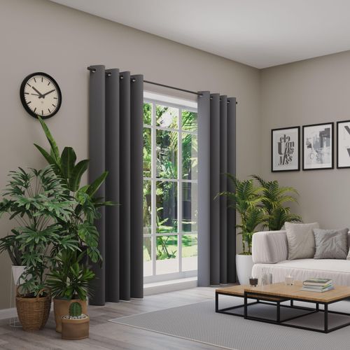 4006470547881 - Verdunkelungsvorhang NEUTEX FOR YOU INSULA grau (dunkelgrau) B137cm H160cm Polyester Gardinen Uni-Dimout für starke Verdunklung nach Maß