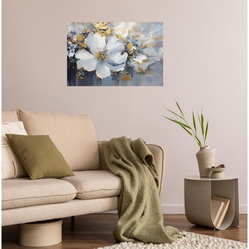 4067437104424 - Wandsticker QUEENCE The golden Flower grau B90cm H60cm T01cm Folie Wandtattoos Selbstklebend kinderleichte Anbringung