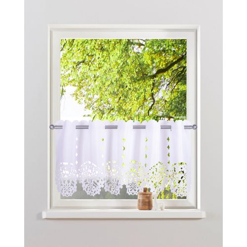 4068222498735 - Scheibengardine MY HOME Phil Gr 3 weiß B90cm H45cm Taft Polyester Gardinen