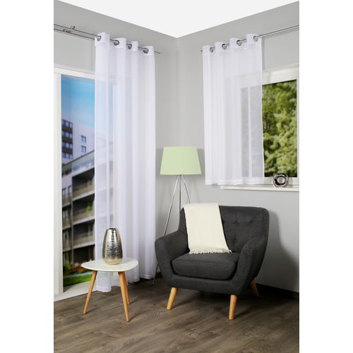 4056751421904 - Gardine HOME WOHNIDEEN DOLLY weiß B140cm H245cm Voile Polyester Gardinen transparent