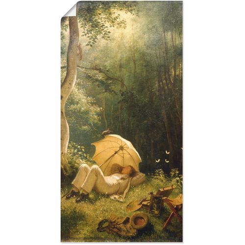 4055327565165 - Wandbild ARTLAND Der Maler (Rast im Walde) Bilder Gr B H 30 cm x 60 cm Poster Mann 1 St grün Bild Poster Bilder als Leinwandbild Wandaufkleber oder in versch Größen