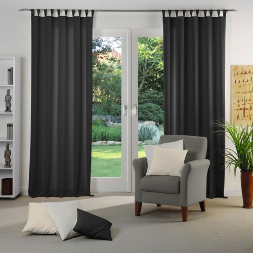 4004567410797 - Vorhang WIRTH Dim out schwarz Gardinen 405cm Schlaufen 142cm Polyester nach Maß B142cm H405cm