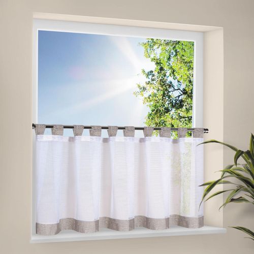 4007863577706 - Scheibengardine HAPPY HOME CARA Gr 1 grau (weiß hellgrau) B150cm H50cm Polyester Gardinen HxB 50x150 Webware Made in Germany