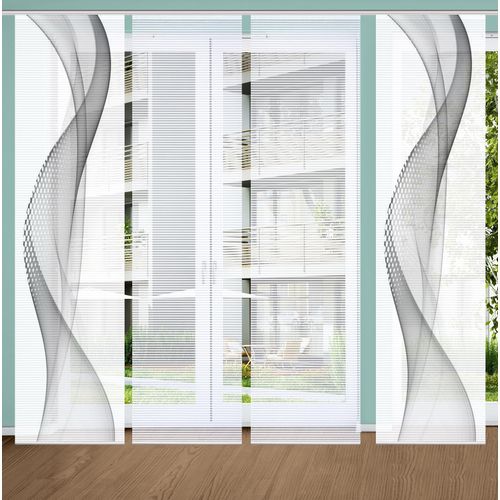 4056751444521 - Schiebegardine HOME IN GREEN NEVOLA Gr 1 grau B60cm H245cm Polyester Gardinen SET DIGITALDRUCKBAMBUSOPTIK RECYCELT