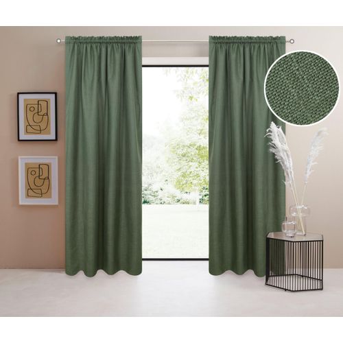4068223948871 - Verdunkelungsvorhang Marusha Gr 2 grün (dunkelgrün) B135cm H175cm Polyester Polyester LEGER HOME BY LENA GERCKE Gardinen Verdunkelnder Vorhang blickdicht Leinenoptik verschiede Größen