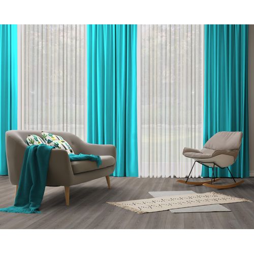 4004567419875 - Vorhang WIRTH Dim out Gardinen Gr 305 cm Multifunktionsband 142 cm blau (türkis) Schlafzimmergardinen nach Maß