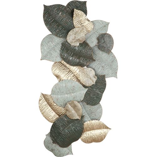 4063387677902 - Wanddekoobjekt CASABLANCA BY GILDE Wandrelief Blätterregen grün (goldfarben grün) Wanddekoobjekte B H T 113cm x 60cm x 7cm Metall B113cm H60cm T7cm