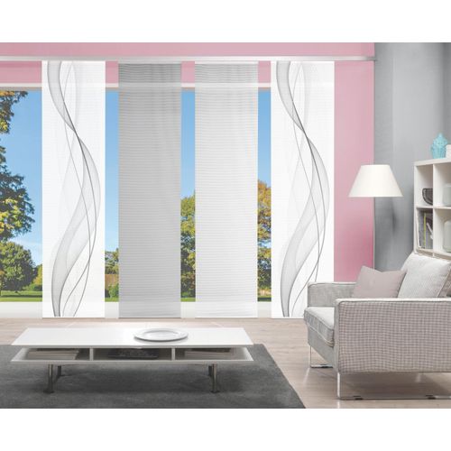 4056751298186 - Schiebegardine VISION S 4ER SET HEIGHTS Gr 1 grau B60cm H260cm Polyester Gardinen HxB 260x60 Schiebevorhang 4er Set Digitaldruck
