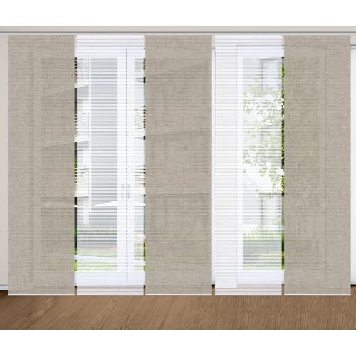 4056751444354 - Schiebegardine HOME IN GREEN ESTRA Gr 1 grau (taupe) B60cm H245cm Polyester Gardinen SET DIGITALDRUCKBAMBUSOPTIK RECYCELT