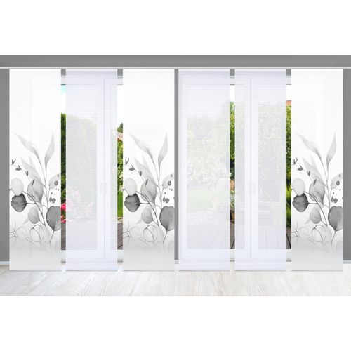 4056751441124 - Schiebegardine HOME IN GREEN ABANIO Gr 1 grau B60cm H245cm Polyester Gardinen SET DIGITALDRUCKBAMBUSOPTIK RECYCELT