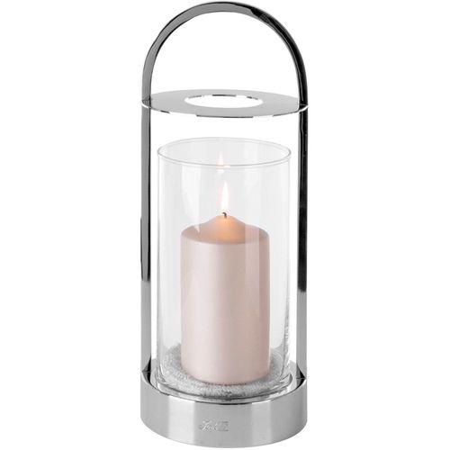 4042911463143 - Windlicht FINK LAKIS Kerzenhalter Gr H 38 cm silberfarben Windlichter Laternen Laterne mit Glas aus Edelstahl Höhe ca 38 cm Outdoorgeeignet