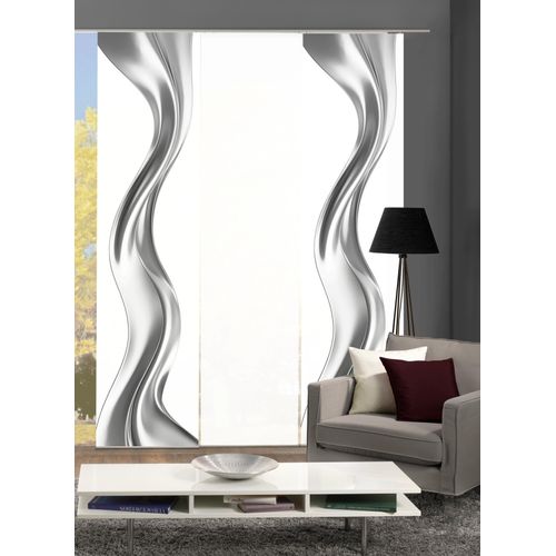 4056751516532 - Schiebegardine HOME WOHNIDEEN OAKLEY Gr 1 silber (silberfarben) B60cm H245cm Polyester Gardinen SCHIEBEVORHANGSETSEIDENOPTIKDIGIDRUCK