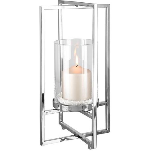 4042911461729 - Windlicht FINK NORMAN Weihnachtsdeko silber (silberfarben) Kerzenhalter H 40cm Edelstahl Glas aus Edelstahl und Glas 1-flammig H40cm