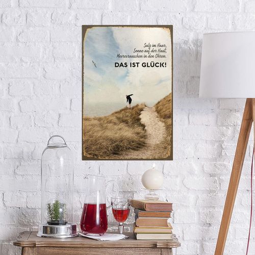 4067437337327 - Metallbild QUEENCE Meeresglück Bilder Gr B H 30 cm x 45 cm Metallbild Hochformat 1 St beige Metallbilder Stahlschilder