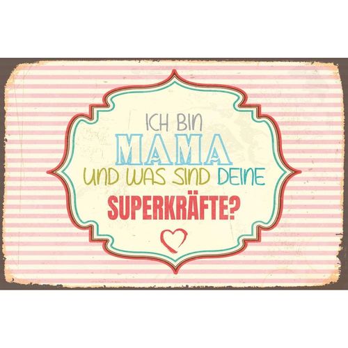 4049009865988 - Metallbild QUEENCE Superkraft Bilder Gr B H 45 cm x 30 cm Metallbild Sprüche Querformat 1 St bunt Metallbilder