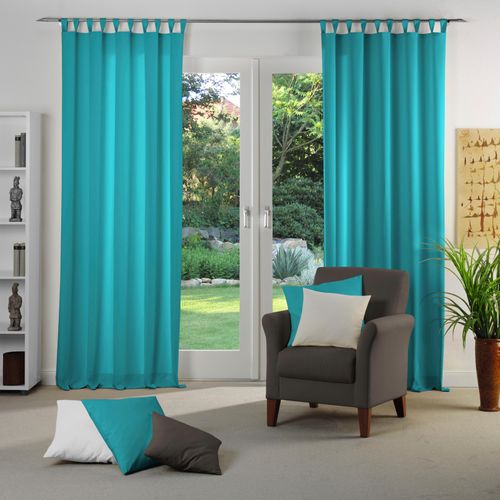 4004567420314 - Vorhang WIRTH Dim out blau (türkis) Gardinen 205cm Schlaufen 142cm Polyester nach Maß B142cm H205cm 4004567420314 - Vorhang WIRTH Dim out blau (türkis) Gardinen 205cm Schlaufen 142cm Polyester nach Maß B142cm H205cm