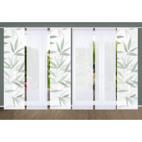 4056751527293 - Schiebegardine HOME IN GREEN RANDOW Gr 1 grün (mint) B60cm H245cm Polyester Gardinen SET DIGITALDRUCKBAMBUSOPTIK RECYCELT