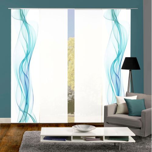 4056751299145 - Schiebegardine HOME WOHNIDEEN 4ER SET HAZE Gr 1 blau (petrol) B60cm H245cm Polyester Gardinen HxB 245x60 Schiebevorhang 4er Set Digitaldruck 4056751299145 - Schiebegardine HOME WOHNIDEEN 4ER SET HAZE Gr 1 blau (petrol) B60cm H245cm Polyester Gardinen HxB 245x60 Schiebevorhang 4er Set Digitaldruck