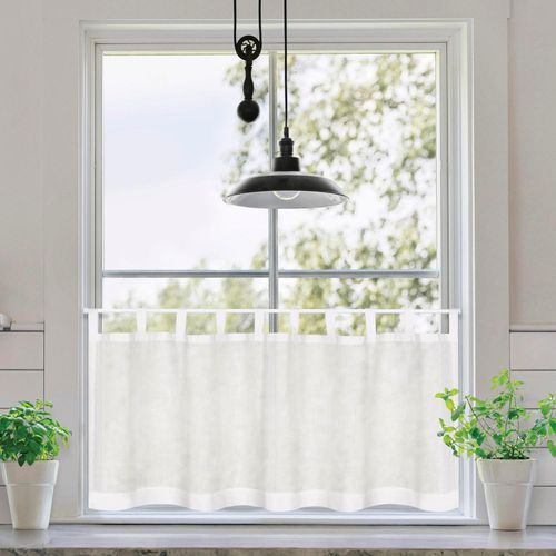 4007863684886 - Scheibengardine Antonia Gr 1 weiß (sanftes weiß) B150cm H50cm Wirkware Baumwolle Gardinen SB-Schlaufenbistro Antonia Bio BW